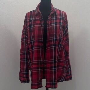 Old Navy Red Plaid Boyfriend button up